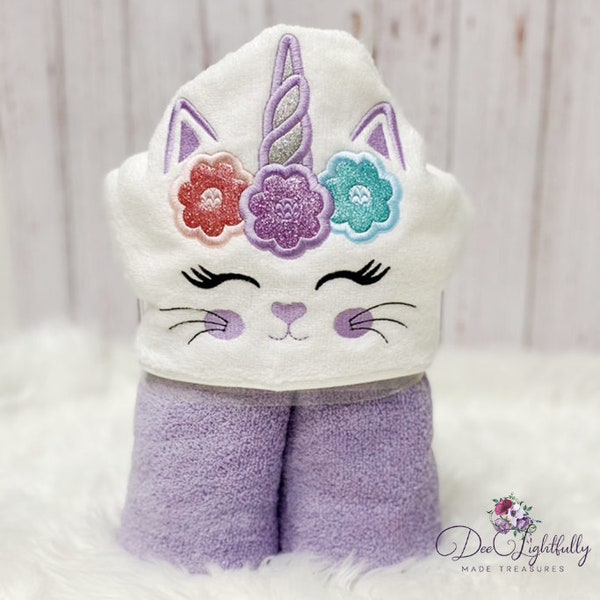 Cat Unicorn Hooded Towel - Kittycorn Towel - Personalized Hooded Towel - Kitty Unicorn Hooded Towel - Personalized Cat Unicorn Towel