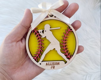 Personalized Softball Ornament, Custom Softball Ornaments, Softball Christmas Ornament, Sports Ornament Personalized, Sport Team Ornament