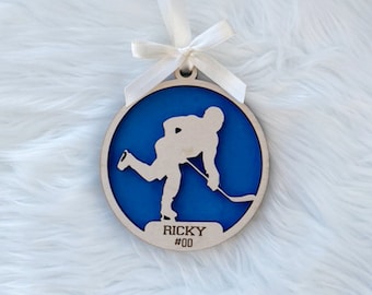 Personalized Hockey Ornament, Custom Hockey Ornaments, Hockey Christmas Ornament, Sports Ornament Personalized, Sport Team Ornament, Hockey