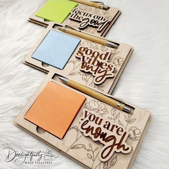 Wood Sticky Note Holder, Inspirational Office Decor, Self Care Affirmation, Empowering Gifts, Cute Desk Accessories, Daily Affirmations