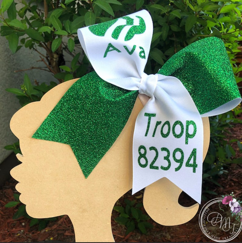 Glitter Bows Personalized Girl Scouts Hair Bow Girl Scouts Hair Bow Personalized Cheer Hair Bow Personalized Hair Bow Cheer Bows
