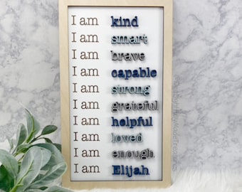 Personalized Affirmation Wall Art, Affirmation Wall Art for Kids, Affirmation Wall Decor for Kids, Framed Daily Affirmation Wall Art