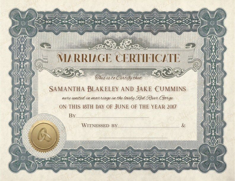 Keepsake Marriage Certificate Etsy
