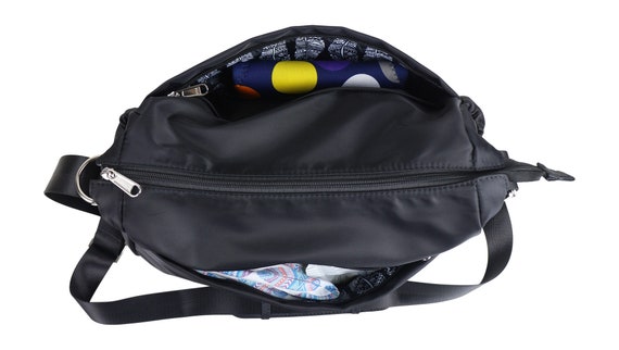 Purse Diaper Bag Black Nylon Changing Pad Insulated Crossbody Stroller Straps