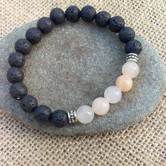 Natural Labradorite 8mm Natural Black Lava Bead Diffuser Bracelet