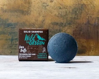 Barra de champú para cuero cabelludo sensible, escamoso e irritado con carbón, eucalipto y lima: Lava Butte