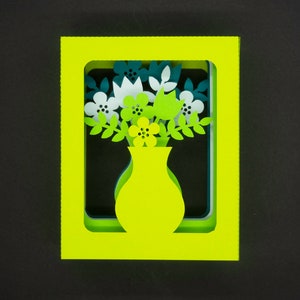 3D pop-up greeting card "Flowers in a vase"