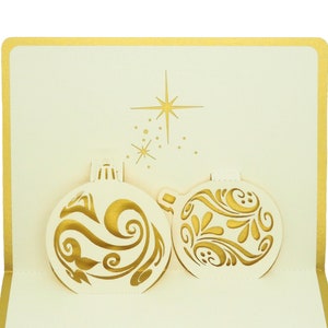 Pop Up - Boules de noël  - carte de voeux - 3D - Kirigami