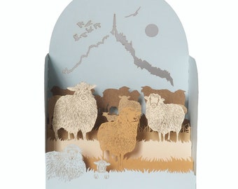 Carte de vœux 3D, pop up "Mont Moutons"