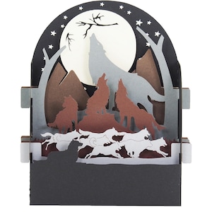 Carte de vœux 3D, pop up "Loups"