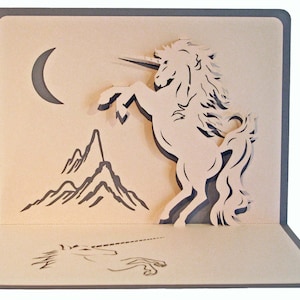 Carte de vœux 3D, pop up "Licorne"