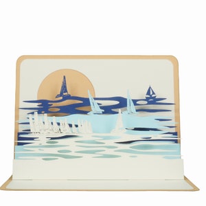 Carte de vœux 3D, pop up "Voiles"
