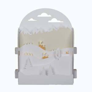 Carte de vœux 3D, pop up "La haut sur la montagne"