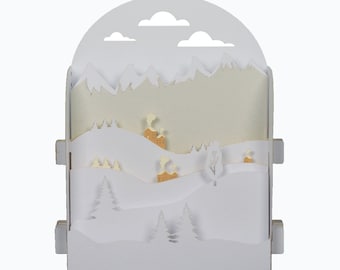 3D greeting card, pop up "Up on the mountain"