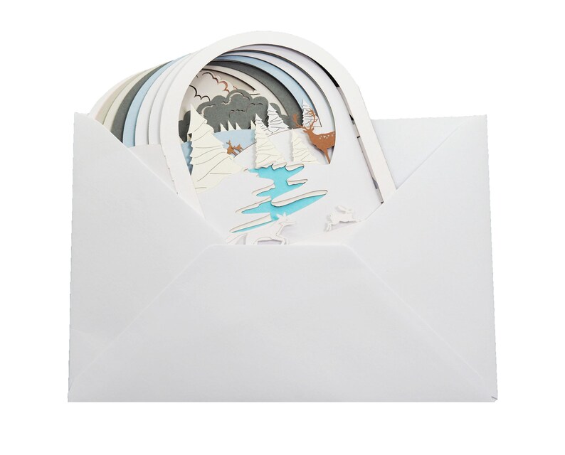 Carte de vœux 3D, pop up, diorama "Sous la neige" image 4