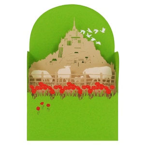 Carte de vœux 3D, pop up, diorama "Mont Saint Michel en été"
