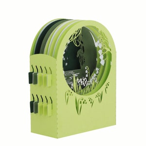 3D greeting card, handcrafted pop up card Lily of the valley near the water image 2