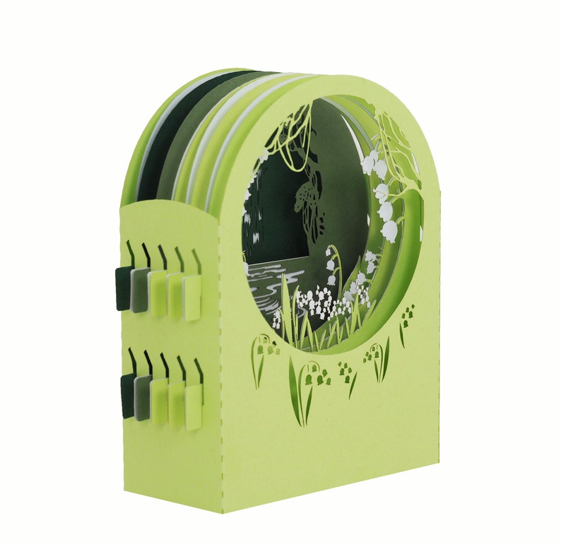 3D greeting card, handcrafted pop up card Lily of the valley near the water image 2