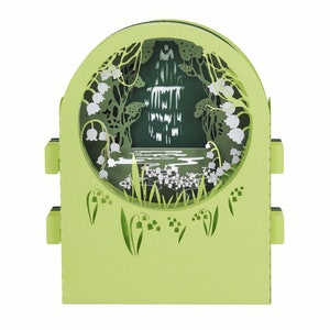 3D greeting card, handcrafted pop up card Lily of the valley near the water image 1