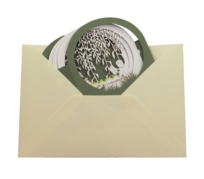 Carte de vœux 3D, pop up, diorama "Sous le saule pleureur" image 4