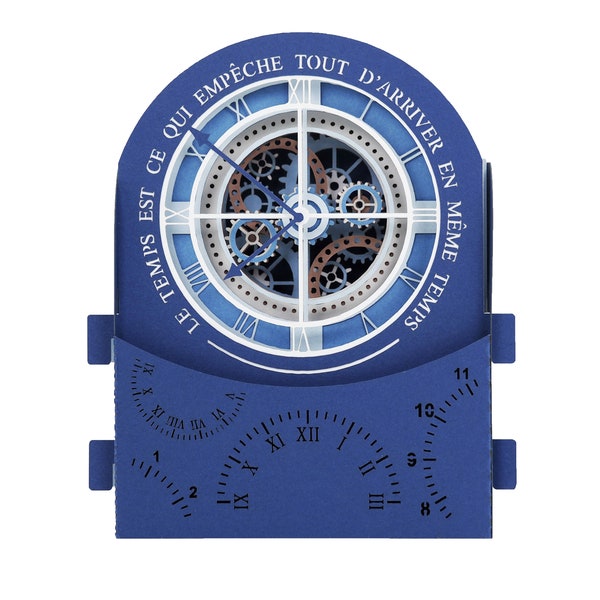 Carte de vœux 3D, carte pop up artisanale "Horloge"