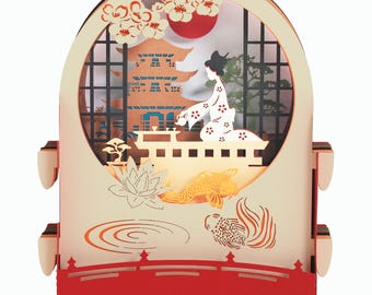 Biglietto pop-up - Cerimonia del tè - Biglietto di auguri 3D - Asia - Biglietto Kirigami - Fatto a mano - Arte di vivere giapponese - Biglietto poetico - Per tutte le occasioni.