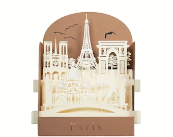 Carte de vœux 3D, carte pop up artisanale "Paris"