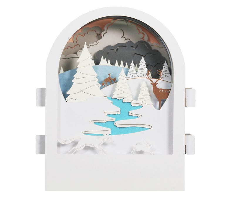 Carte de vœux 3D, pop up, diorama "Sous la neige" image 1