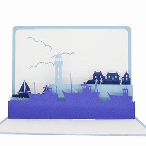 Pop u - Fischereihafen - Grußkarte - 3D - Kirigami