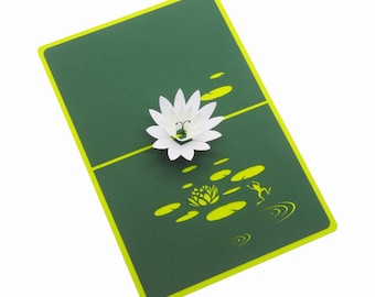 Pop Up - Water Lily - greeting card - 3D - Kirigami