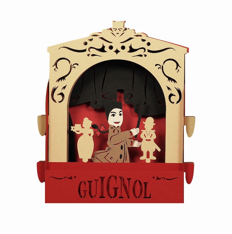 3D greeting card, pop-up, diorama "Guignol" image 1
