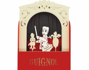 3D greeting card, pop-up "Guignol"