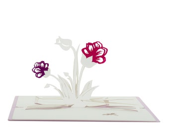 Carte de vœux 3D, pop up " Petites Fleurs"