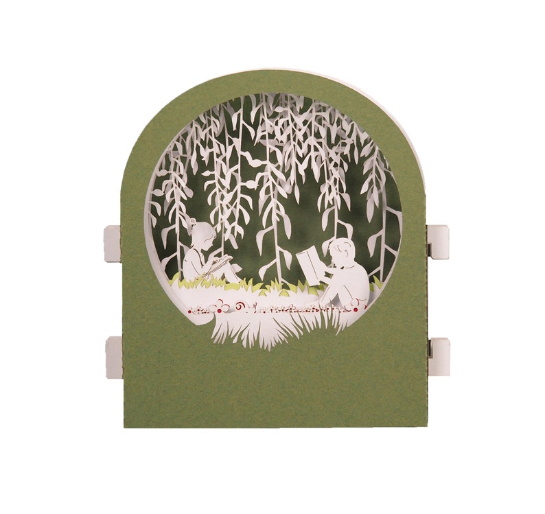 Carte de vœux 3D, pop up, diorama "Sous le saule pleureur" image 1