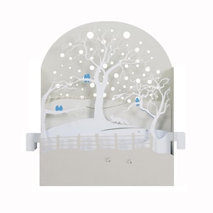 3D greeting card, handmade pop up card, diorama "Birds in the cold"