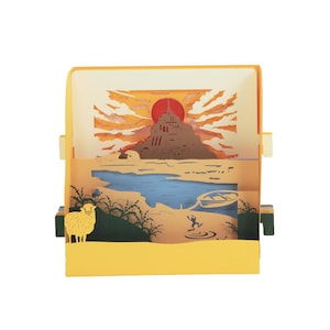 Carte de vœux 3D, carte pop up artisanale "Faune du Mont Saint Michel"