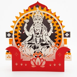 Pop Up - Deusa lakshmi - cartão comemorativo - 3D - Kirigami