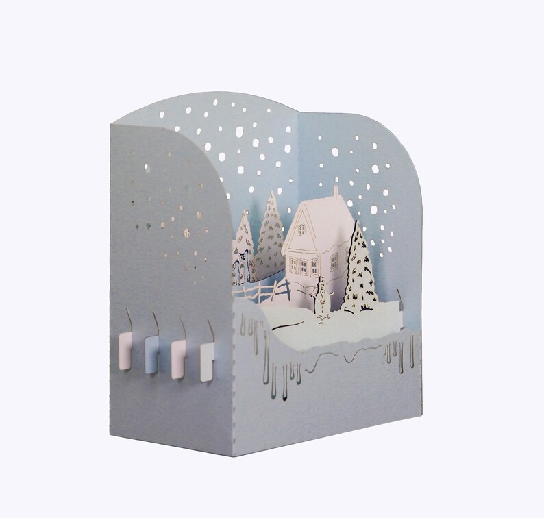Carte de vœux 3D, carte pop up artisanale "Chants de Noël" image 2
