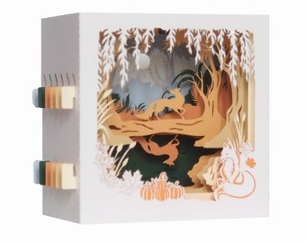 Carte de vœux 3D, pop up "Renard en automne"