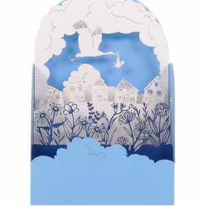 Carte de vœux 3D, pop up "Bienvenue en Bleue"