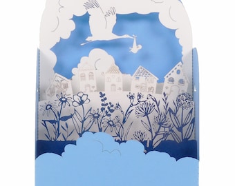 3D-Grußkarte, Pop-Up „Welcome to Blue“