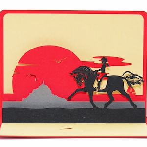 Carte de vœux 3D, pop up "Cavalière"