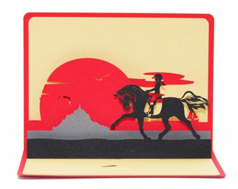 3D greeting card, pop up "Horse rider"