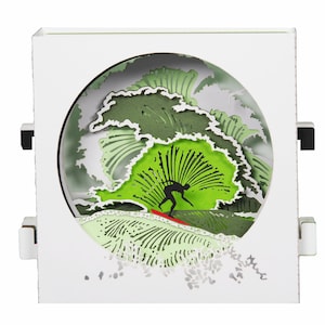 Carte de vœux 3D, pop up "Surfeur"
