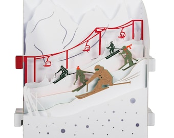 3D greeting card, pop up, diorama "Alpine Skiing"