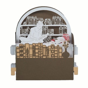3D greeting card, handmade pop up card "Reading"