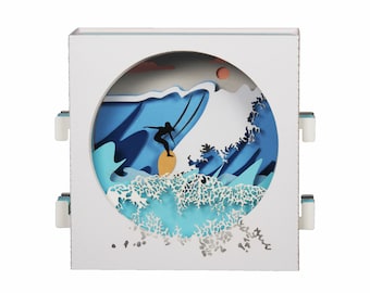 3D greeting card, pop up "Surfer"