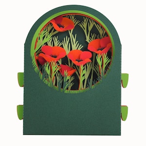 3D greeting card, pop-up, diorama "Wild Poppies"