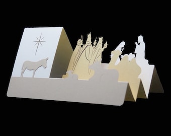 Pop Up - Petite Crèche - carte de voeux - 3D - Kirigami