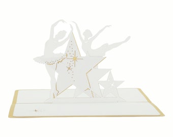 Carte de vœux 3D, pop up " Danseuses étoiles"